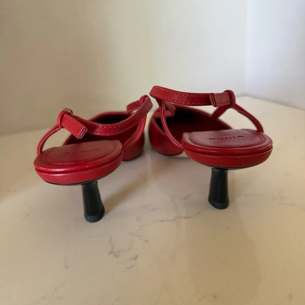 Vince Belissa Slingback Heels Red Leather | Women’s Size 6 | New Without Box - Picture 3 of 3